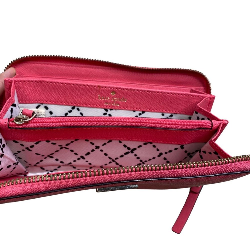 Kate Spade New York Saffiano Leather Zip Around Accordion Phone Wallet Pink - Picture 7 of 8